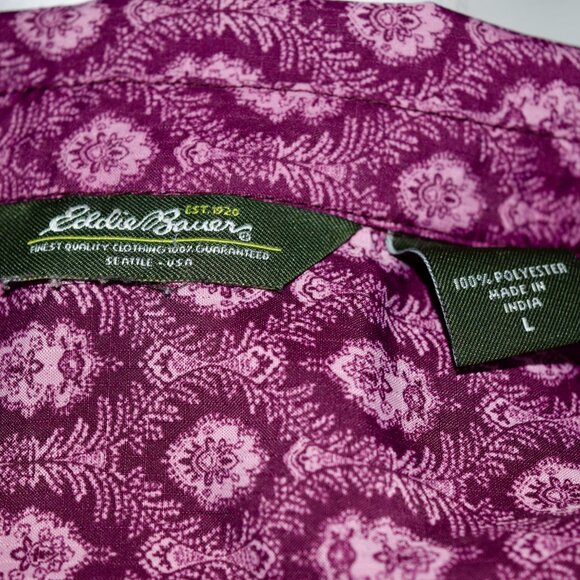 Eddie Bauer Size L | Purple Pink Ornate Paisley Long Sleeve Button Down Shirt - Picture 5 of 5